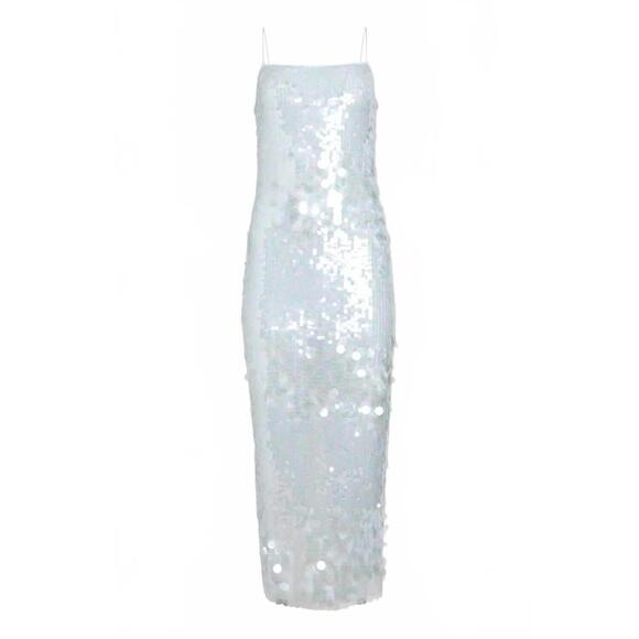 NEW RETROFETE alana sequin dress in ice blue - Picture 5 of 5